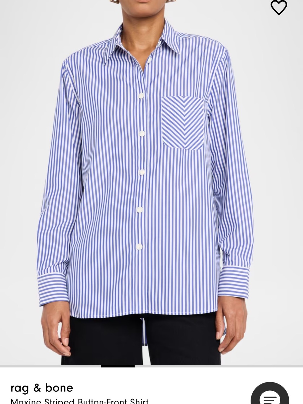 Rag & Bone Blue Maxine Striped Button-Front Shirt